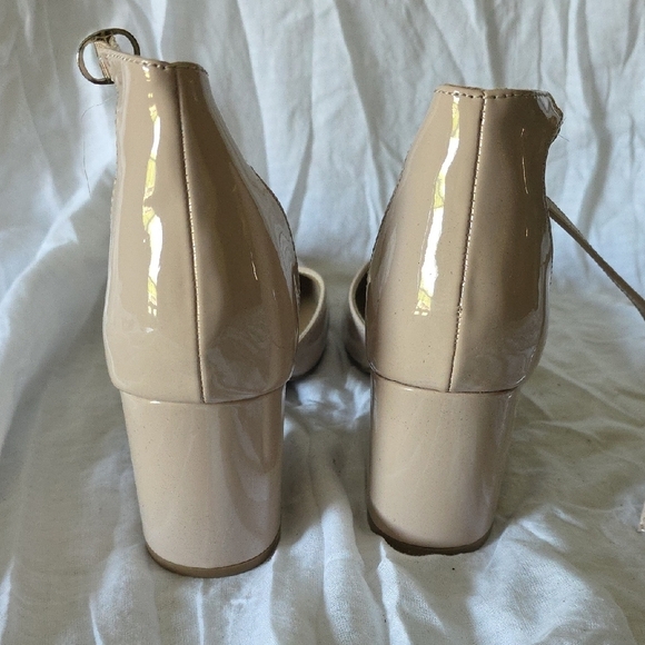 (J36) Pop Tan Wedge Heel with Ankle Strap and Rounded Toe - Picture 5 of 8